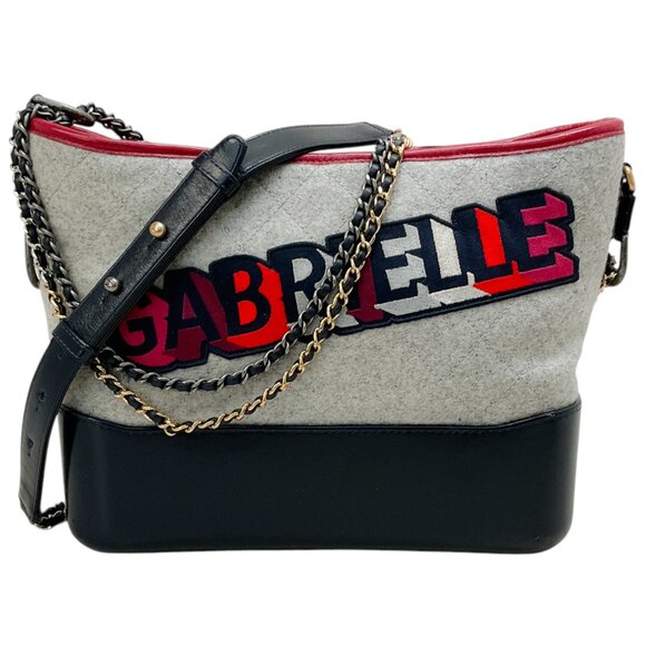 Chanel 2017 Red / Grey / Black Wool and Leather Quilted Gabrielle Bag - Picture 1 of 12